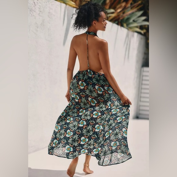 Anthropologie Brenda Quinn V-Neck Halter Dress - Picture 4 of 15